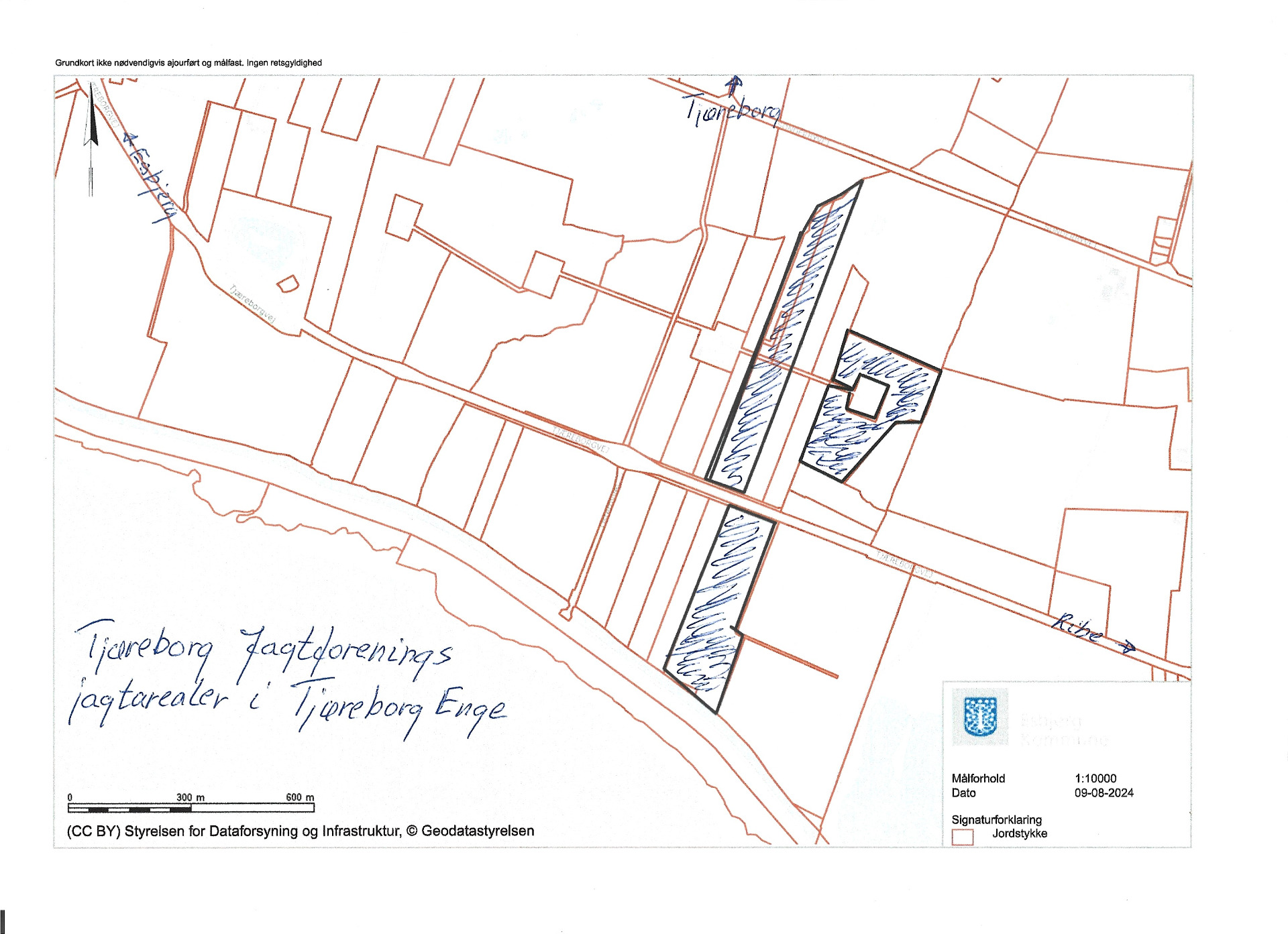 Kort over jagt i Tjæreborg enge